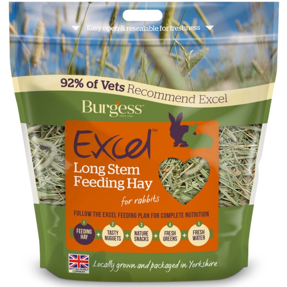 burgess excel long stem feeding hay 1kg