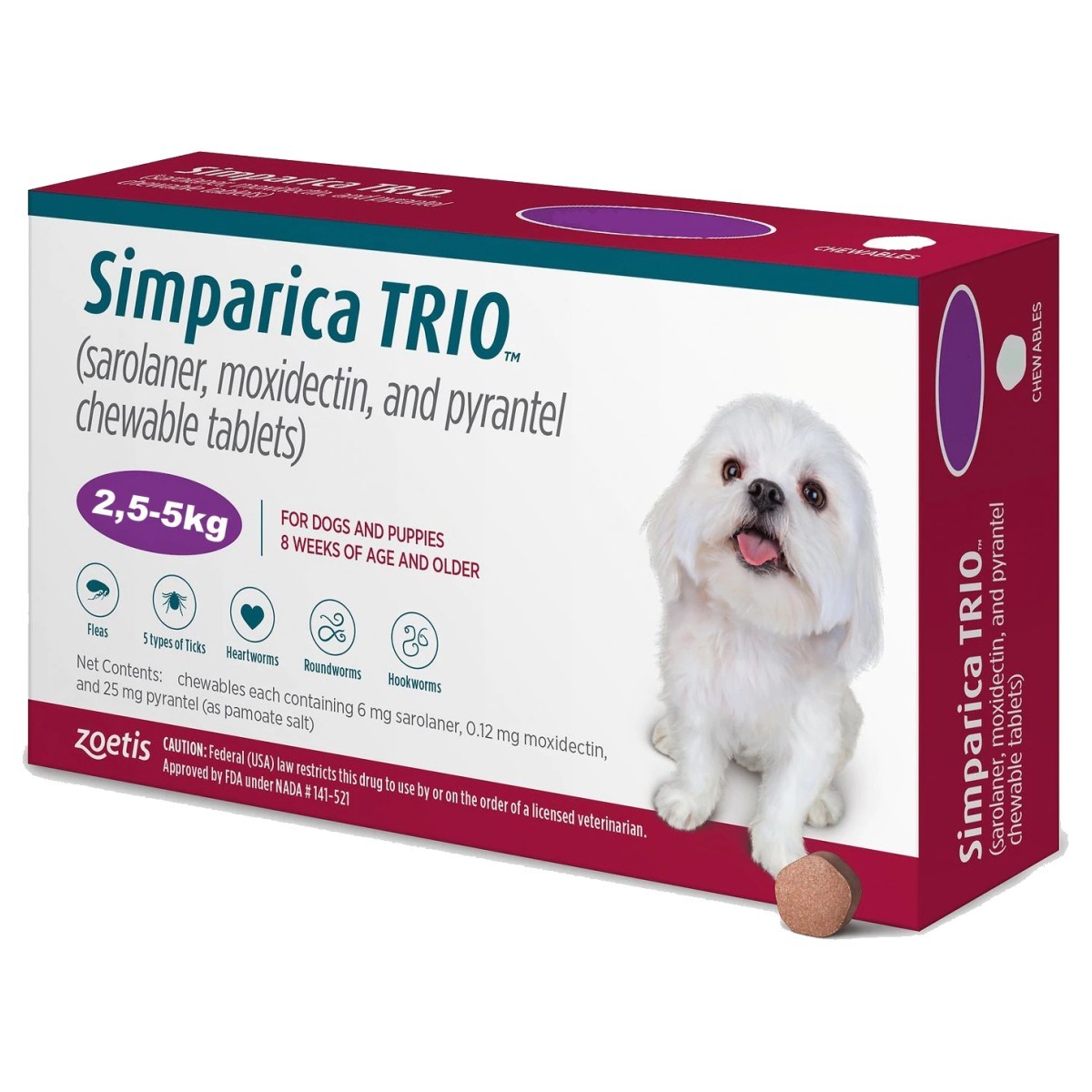 Simparica Trio 6mg Chewable Tablets For Dogs 2 5 5kg From 25 00 Simparica Trio 6mg Chewable Tablets For Dogs 2 5 5kg From 25 00