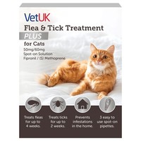 VetUK Flea and Tick Treatment Plus for Cats (3 Pipettes) big image