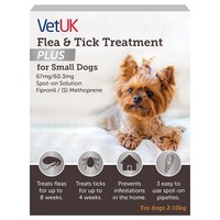 VetUK Flea and Tick Treatment Plus for Small Dogs (3 Pipettes) big image