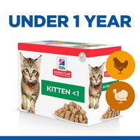 Hills Science Plan Kitten <1 Wet Cat Food Pouches Multipack (Chicken & Turkey) big image