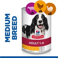 Hills Science Plan Adult 1-6 Medium Breed Wet Dog Food Tins (12 x 370g) big image
