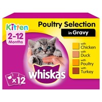 Whiskas 2-12 Months Kitten Wet Food Pouches in Gravy (Poultry Selection) big image