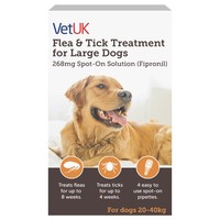 VetUK Flea and Tick Treatment for Large Dogs (4 Pipettes) big image