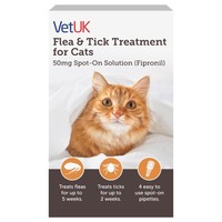 VetUK Flea and Tick Treatment for Cats (4 Pipettes) big image