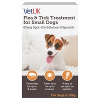 VetUK Flea and Tick Treatment for Small Dogs (4 Pipettes) big image