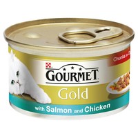Purina Gourmet Gold Cat Food 12 x 85g Tins (with Salmon & Chicken in