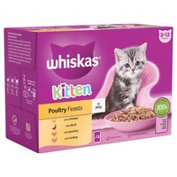 Whiskas 2-12 Months Kitten Wet Food Pouches in Jelly (Poultry Feasts) big image