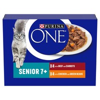 Purina ONE Senior 7+ Adult Cat Wet Food Pouches (Chicken & Beef) big image