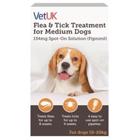 VetUK Flea and Tick Treatment for Medium Dogs (4 Pipettes) big image
